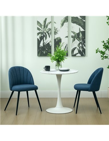 HOMCOM Velvet Dining Chairs Set of 2, Modern Upholstered Kitchen Chairs with Metal Legs, Shell Backrest and Padded Seat for Dini