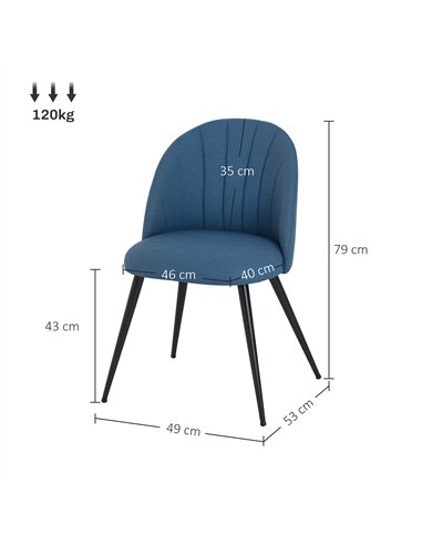 HOMCOM Velvet Dining Chairs Set of 2, Modern Upholstered Kitchen Chairs with Metal Legs, Shell Backrest and Padded Seat for Dini