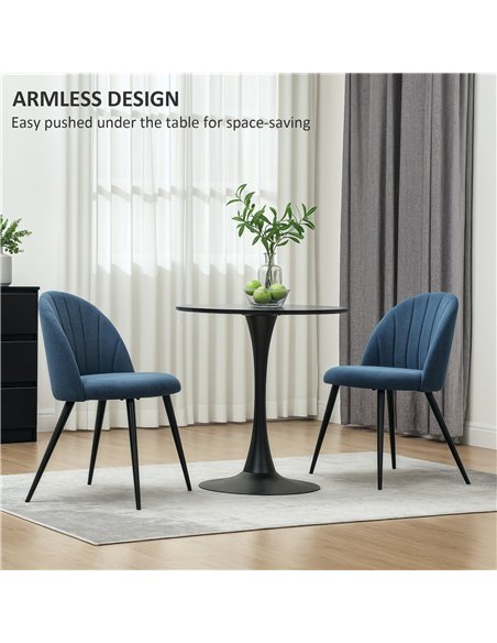 HOMCOM Velvet Dining Chairs Set of 2, Modern Upholstered Kitchen Chairs with Metal Legs, Shell Backrest and Padded Seat for Dini - pic 151888 | FastDaddyshop
