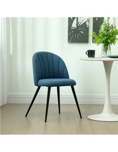 HOMCOM Velvet Dining Chairs Set of 2, Modern Upholstered Kitchen Chairs with Metal Legs, Shell Backrest and Padded Seat for Dini