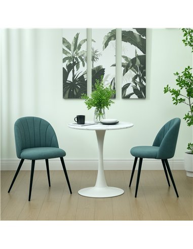 HOMCOM Velvet Dining Chairs Set of 2, Modern Upholstered Kitchen Chairs with Metal Legs, Shell Backrest and Padded Seat for Dini