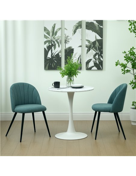 HOMCOM Velvet Dining Chairs Set of 2, Modern Upholstered Kitchen Chairs with Metal Legs, Shell Backrest and Padded Seat for Dini - pic 151892 | FastDaddyshop