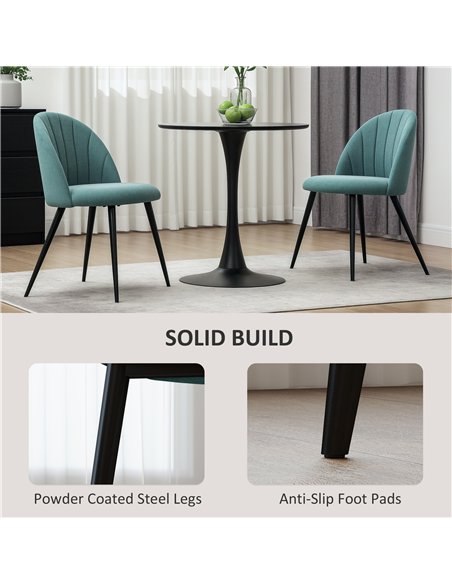 HOMCOM Velvet Dining Chairs Set of 2, Modern Upholstered Kitchen Chairs with Metal Legs, Shell Backrest and Padded Seat for Dini - pic 151896 | FastDaddyshop