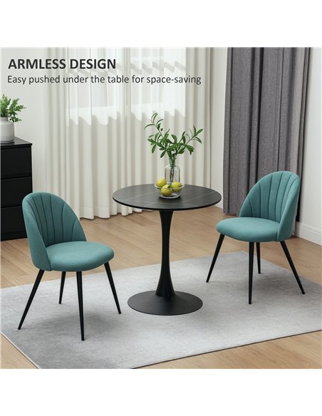 HOMCOM Velvet Dining Chairs Set of 2, Modern Upholstered Kitchen Chairs with Metal Legs, Shell Backrest and Padded Seat for Dini - pic 151897 | FastDaddyshop