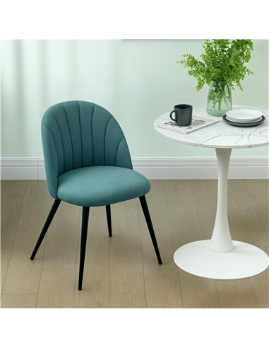 HOMCOM Velvet Dining Chairs Set of 2, Modern Upholstered Kitchen Chairs with Metal Legs, Shell Backrest and Padded Seat for Dini