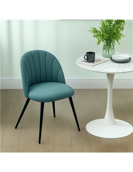 HOMCOM Velvet Dining Chairs Set of 2, Modern Upholstered Kitchen Chairs with Metal Legs, Shell Backrest and Padded Seat for Dini - pic 151898 | FastDaddyshop