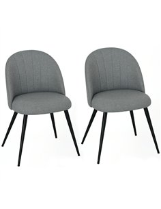 HOMCOM Velvet Dining Chairs Set of 2, Modern Upholstered Kitchen Chairs with Metal Legs, Shell Backrest and Padded Seat for Dini
