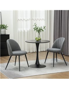 HOMCOM Velvet Dining Chairs Set of 2, Modern Upholstered Kitchen Chairs with Metal Legs, Shell Backrest and Padded Seat for Dini 2