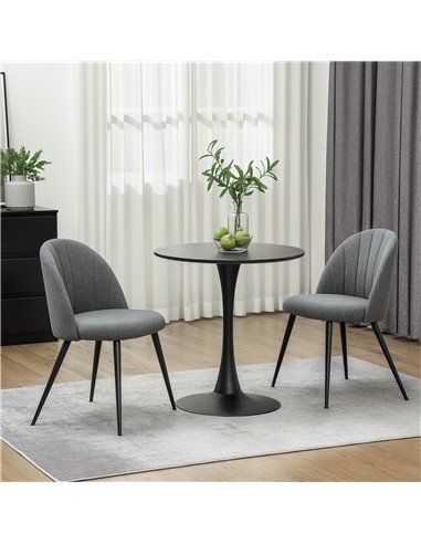 HOMCOM Velvet Dining Chairs Set of 2, Modern Upholstered Kitchen Chairs with Metal Legs, Shell Backrest and Padded Seat for Dini