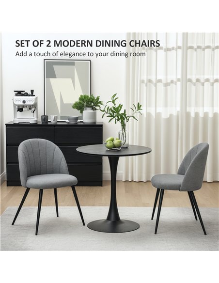 HOMCOM Velvet Dining Chairs Set of 2, Modern Upholstered Kitchen Chairs with Metal Legs, Shell Backrest and Padded Seat for Dini - pic 151903 | FastDaddyshop