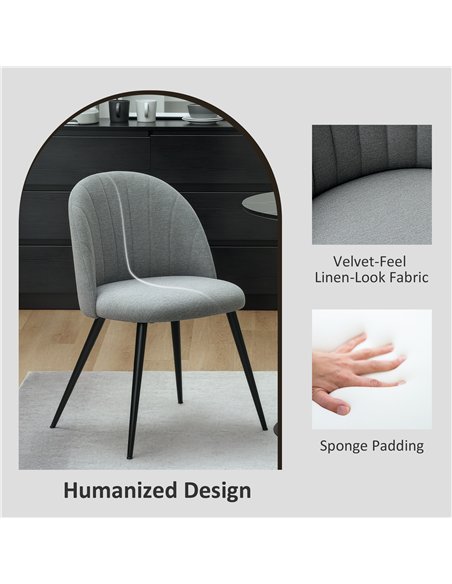 HOMCOM Velvet Dining Chairs Set of 2, Modern Upholstered Kitchen Chairs with Metal Legs, Shell Backrest and Padded Seat for Dini - pic 151904 | FastDaddyshop