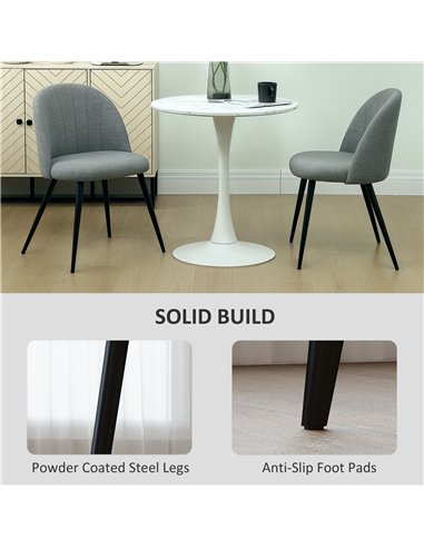 HOMCOM Velvet Dining Chairs Set of 2, Modern Upholstered Kitchen Chairs with Metal Legs, Shell Backrest and Padded Seat for Dini