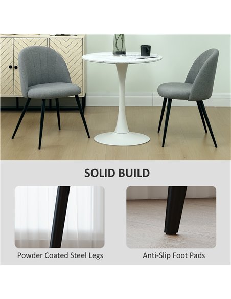 HOMCOM Velvet Dining Chairs Set of 2, Modern Upholstered Kitchen Chairs with Metal Legs, Shell Backrest and Padded Seat for Dini - pic 151905 | FastDaddyshop