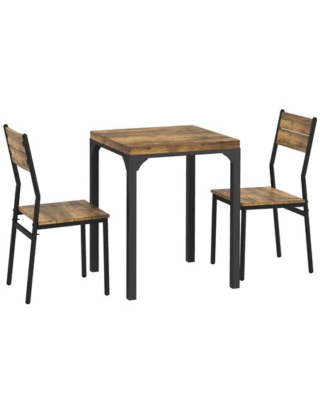 HOMCOM Three-Piece Minimal and Compact Dining Set, Rustic Brown - pic 151909 | FastDaddyshop