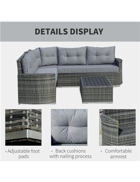 Outsunny 4 Pieces Outdoor PE Rattan Sofa Set with Padded Cushion, Mixed Grey - pic 15191 | FastDaddyshop