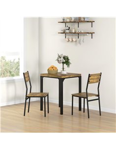 HOMCOM Three-Piece Minimal and Compact Dining Set, Rustic Brown 2