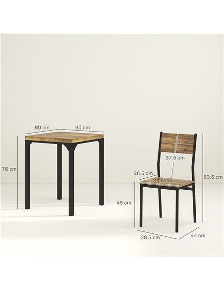HOMCOM Three-Piece Minimal and Compact Dining Set, Rustic Brown - pic 151911 | FastDaddyshop