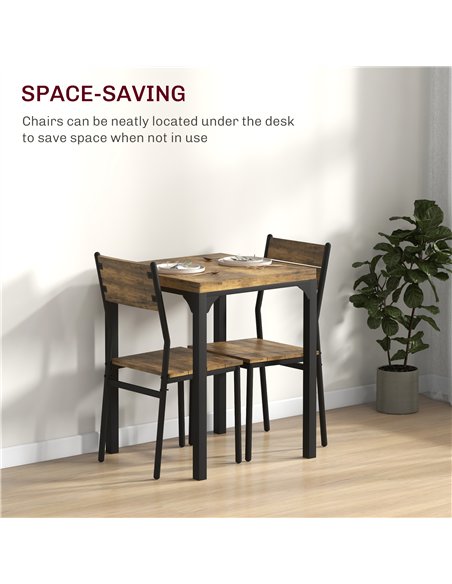 HOMCOM Three-Piece Minimal and Compact Dining Set, Rustic Brown - pic 151912 | FastDaddyshop