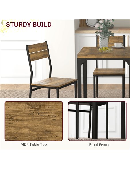 HOMCOM Three-Piece Minimal and Compact Dining Set, Rustic Brown - pic 151913 | FastDaddyshop