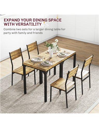 HOMCOM Three-Piece Minimal and Compact Dining Set, Rustic Brown