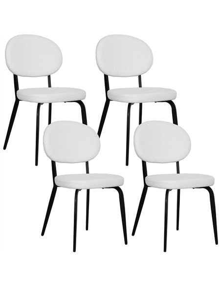 HOMCOM Boucle Dining Chairs Set of 4, Modern Upholstered Sherpa Kitchen Chairs with Backrest, Metal Legs and Padded Seat for Din - pic 151918 | FastDaddyshop