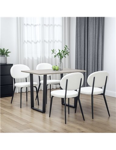 HOMCOM Boucle Dining Chairs Set of 4, Modern Upholstered Sherpa Kitchen Chairs with Backrest, Metal Legs and Padded Seat for Din