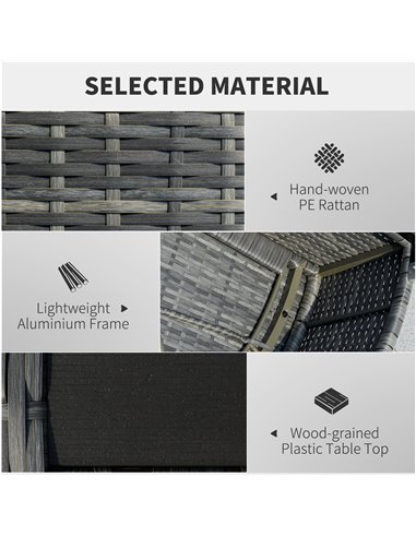 Outsunny 4 Pieces Outdoor PE Rattan Sofa Set with Padded Cushion, Mixed Grey