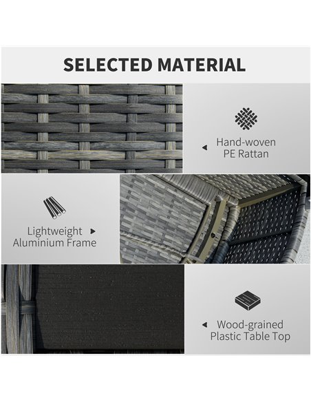 Outsunny 4 Pieces Outdoor PE Rattan Sofa Set with Padded Cushion, Mixed Grey - pic 15192 | FastDaddyshop