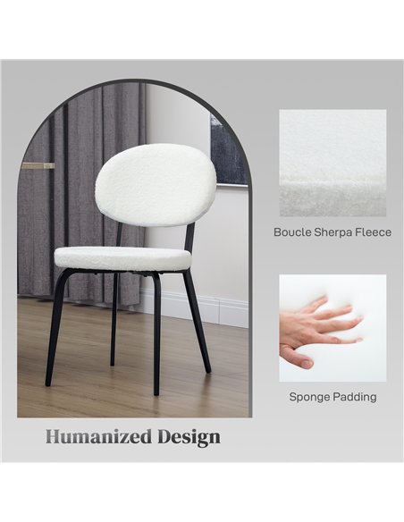 HOMCOM Boucle Dining Chairs Set of 4, Modern Upholstered Sherpa Kitchen Chairs with Backrest, Metal Legs and Padded Seat for Din - pic 151922 | FastDaddyshop