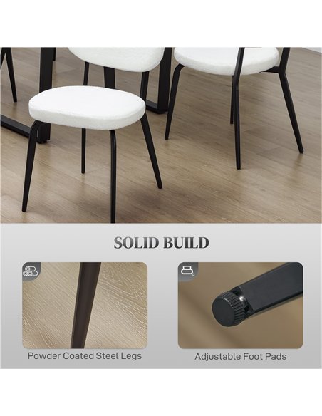 HOMCOM Boucle Dining Chairs Set of 4, Modern Upholstered Sherpa Kitchen Chairs with Backrest, Metal Legs and Padded Seat for Din - pic 151923 | FastDaddyshop