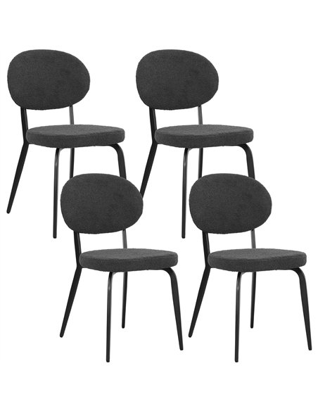 HOMCOM Boucle Dining Chairs Set of 4, Modern Upholstered Sherpa Kitchen Chairs with Backrest, Metal Legs and Padded Seat for Din - pic 151927 | FastDaddyshop
