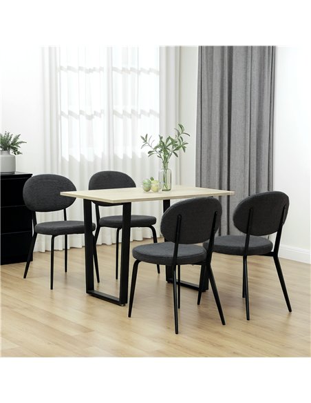 HOMCOM Boucle Dining Chairs Set of 4, Modern Upholstered Sherpa Kitchen Chairs with Backrest, Metal Legs and Padded Seat for Din - pic 151928 | FastDaddyshop