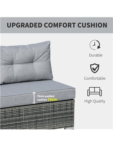 Outsunny 4 Pieces Outdoor PE Rattan Sofa Set with Padded Cushion, Mixed Grey