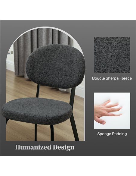 HOMCOM Boucle Dining Chairs Set of 4, Modern Upholstered Sherpa Kitchen Chairs with Backrest, Metal Legs and Padded Seat for Din - pic 151931 | FastDaddyshop