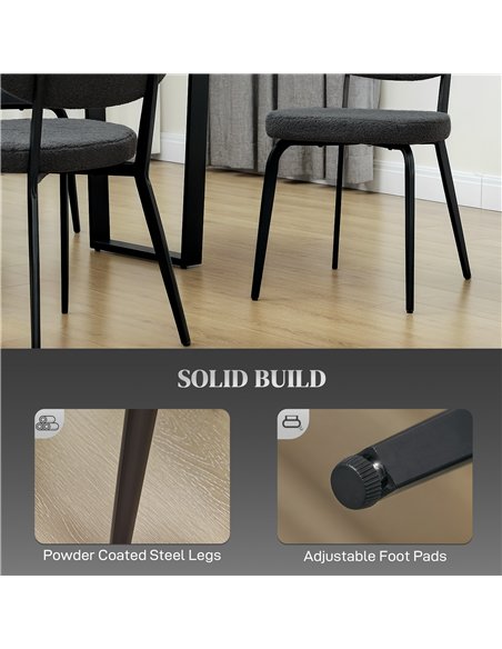 HOMCOM Boucle Dining Chairs Set of 4, Modern Upholstered Sherpa Kitchen Chairs with Backrest, Metal Legs and Padded Seat for Din - pic 151932 | FastDaddyshop