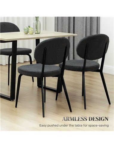 HOMCOM Boucle Dining Chairs Set of 4, Modern Upholstered Sherpa Kitchen Chairs with Backrest, Metal Legs and Padded Seat for Din