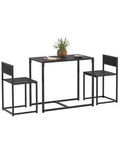 HOMCOM Dining Table and Chairs Set 2, Dining Room Sets, Rectangular Space Saving Table and 2 Chairs for Compact Kitchens, Steel 