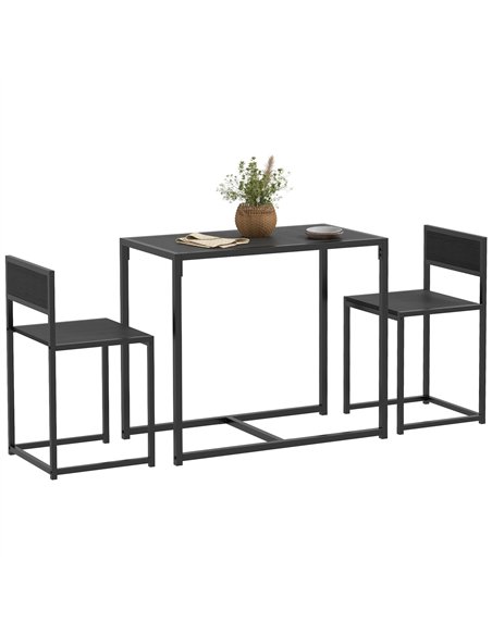 HOMCOM Dining Table and Chairs Set 2, Dining Room Sets, Rectangular Space Saving Table and 2 Chairs for Compact Kitchens, Steel  - pic 151936 | FastDaddyshop