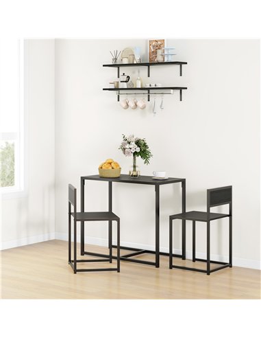 HOMCOM Dining Table and Chairs Set 2, Dining Room Sets, Rectangular Space Saving Table and 2 Chairs for Compact Kitchens, Steel 