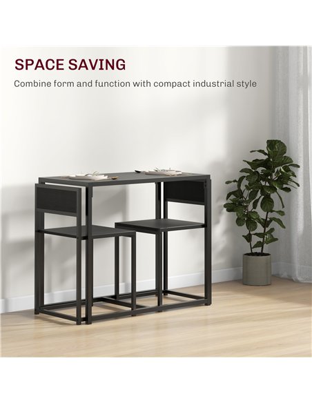 HOMCOM Dining Table and Chairs Set 2, Dining Room Sets, Rectangular Space Saving Table and 2 Chairs for Compact Kitchens, Steel  - pic 151939 | FastDaddyshop