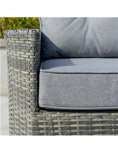 Outsunny 4 Pieces Outdoor PE Rattan Sofa Set with Padded Cushion, Mixed Grey