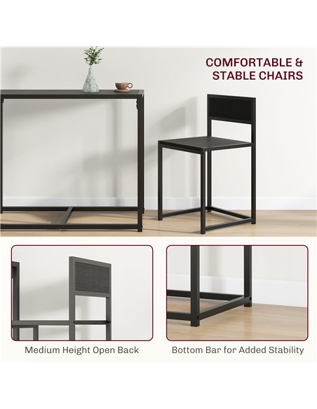 HOMCOM Dining Table and Chairs Set 2, Dining Room Sets, Rectangular Space Saving Table and 2 Chairs for Compact Kitchens, Steel  - pic 151941 | FastDaddyshop