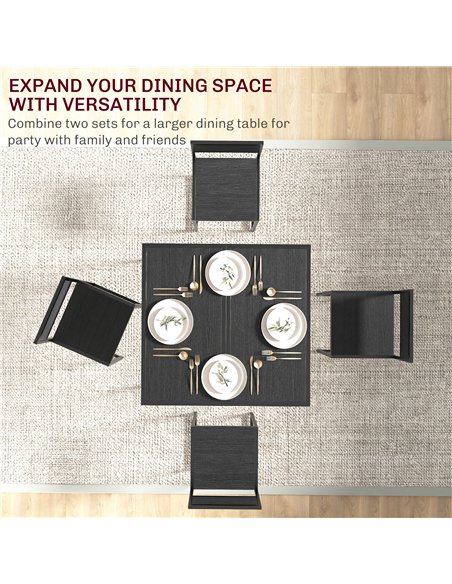 HOMCOM Dining Table and Chairs Set 2, Dining Room Sets, Rectangular Space Saving Table and 2 Chairs for Compact Kitchens, Steel  - pic 151942 | FastDaddyshop