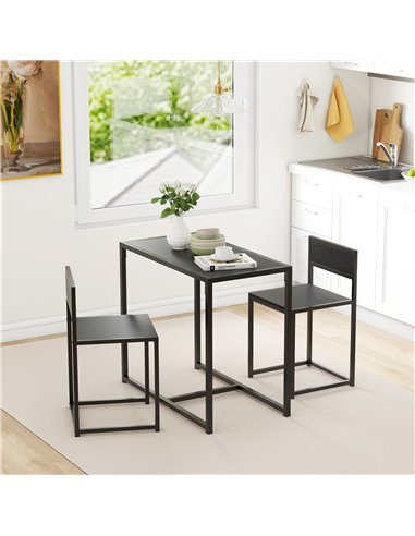 HOMCOM Dining Table and Chairs Set 2, Dining Room Sets, Rectangular Space Saving Table and 2 Chairs for Compact Kitchens, Steel 