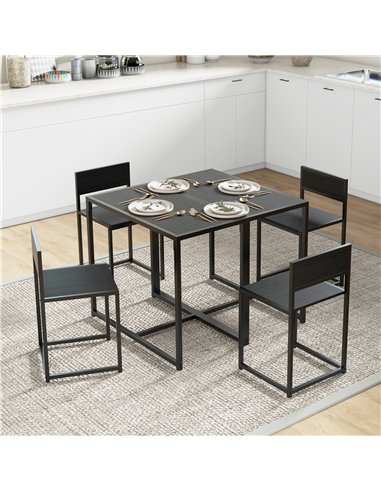 HOMCOM Dining Table and Chairs Set 2, Dining Room Sets, Rectangular Space Saving Table and 2 Chairs for Compact Kitchens, Steel 