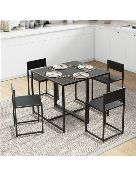 HOMCOM Dining Table and Chairs Set 2, Dining Room Sets, Rectangular Space Saving Table and 2 Chairs for Compact Kitchens, Steel  - pic 151944 | FastDaddyshop