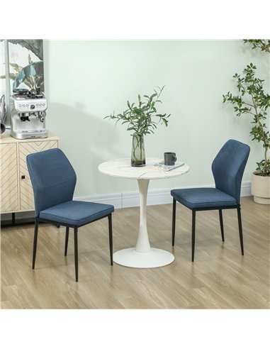 HOMCOM Velvet Dining Chairs Set of 2, Modern Upholstered Kitchen Chairs with Metal Legs, Curved Back and Padded Seat, Armless Si