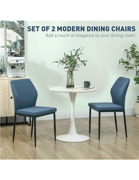 HOMCOM Velvet Dining Chairs Set of 2, Modern Upholstered Kitchen Chairs with Metal Legs, Curved Back and Padded Seat, Armless Si - pic 151948 | FastDaddyshop