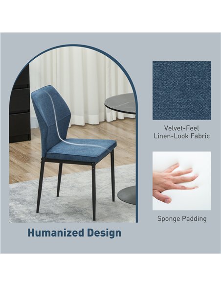 HOMCOM Velvet Dining Chairs Set of 2, Modern Upholstered Kitchen Chairs with Metal Legs, Curved Back and Padded Seat, Armless Si - pic 151949 | FastDaddyshop