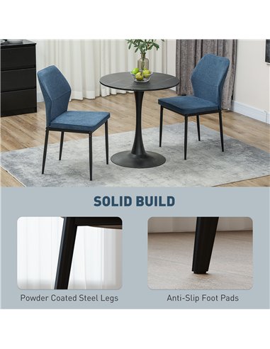 HOMCOM Velvet Dining Chairs Set of 2, Modern Upholstered Kitchen Chairs with Metal Legs, Curved Back and Padded Seat, Armless Si